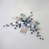 Kercisbeauty Boho Wedding Bridal Crystal Hair Comb Clips Navy Blue Green Beads Headpiece Pins Silver Headpiece Womens Da