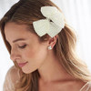 Pearls White Hair Bows for Girls 4 Pieces Elegant Flower Rhinestone Alligator Hair Clips Beads Hairgrip for Women Teens