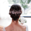 Beautiful Floral Rose Gold Wedding Hair Comb With Clear Crystal Side Bridal Comb with 2 Hair Pins Hair Sticks