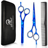 JIM PRO Hair Cutting Scissors Set Professional Hairdressing Shears Kit Dark Blue Hair Trimming Shears Barber Thinning Sc