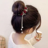 Myhiju Pearl Rose Hair Clips Tassel Pill Hair Clip Fashionable Elegant Metal Claw Clips Ponytail Buckle Vintage Hair Pea