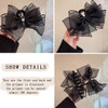 2 PCS Bow Hair Claw Clips Black Mesh Tulle Hair Clips With Diamond Large Sweet Hair Accessories Shark Clip Headwear Pony