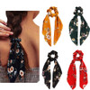 5 PCS Chiffon Hair Scrunchies Hair Scarf with Flower Pattern Floral Hair Bobbles Vintage Accessories for Women Girls Flo