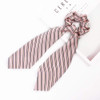 Silk Satin Hair Scrunchies Hair Scarf with Flower Pattern Stripe Printed Hair Bobbles for Ponytail Holder 6 Pcs Stripes