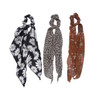 Satin Hair Scrunchies Hair Scarf with Flower Pattern Bunny Ear for Hair Bands floral hair scarf Scrunchy Ties Chiffon El
