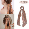 Satin Hair Scrunchies Hair Scarf with Flower Pattern Bunny Ear for Hair Bands floral hair scarf Scrunchy Ties Chiffon El