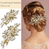 CROWN GUIDE Gold Rhinestone Hair Clips for Women Bridal Hair Pins Piece Wedding Hair Accessories for Brides Leaf Flower