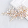 SWEETV Light Rose Gold Wedding Clip Rhinestone Bridal Comb Barrette Handmade Flower Clip Head Pieces for Women