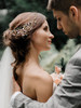 SWEETV Gold Wedding Hair Clip Comb Handmade Bridal Hair Accessories for Women Wedding