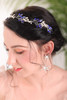 fxmimior Bridal Headpiece Blue Sapphire Rhinestone Headband Blue Crystal Hair Vine Silver Bridal Headbands for Wedding P