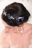 fxmimior Bridal Headpiece Blue Sapphire Rhinestone Headband Blue Crystal Hair Vine Silver Bridal Headbands for Wedding P