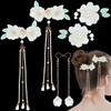 3 Pair Flower Pearl Barrettes Earring Tassel Hair Pin White Vintage Flower Duckbill Hair Clips Kawaii Kimono Pearl Flora