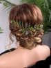 Kercisbeauty Bride Hair Accessories Green Crystal Hair Vine Gold Headband Evening Party Prom Women Hair Piece Vintage We