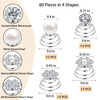 60 PCS 4 Shapes Gems Rhinestone Twister Hair Studs Set Diamond Spiral Pearl Flower Jewels Hair Pins Sticks for Wedding B