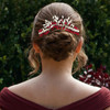 BETITETO Wedding Hair Clip Combs 2Pcs Red White Green Rhinestone Bridal Hair Vine Piece Accessories for Women Girls Part