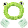 AHONEY Frog Headband Skin care Headbands and Wristbands Cute Spa Wrist Band Fluffy Hand Cuffs Women Girls Kids Facial Ma