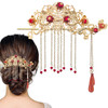 Chinese Hair Accessories for Wedding Red Tassel Gold Hanfu Pins Pearl Flower Hair Pins Hair Chopsticks Hair Styling Vint