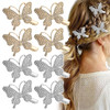 8 PACK Butterfly Hair Clips Rhinestone Glitter Butterfly Metal Alligator Hair Barrette Elegant Duckbill Hair Pins Butter