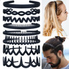 LAPOHI 8 PCS Fashion Effortless Plastic Headbands with Teeth Comb Black Skinny Headbands No Slip Hair Bands for Women Me
