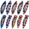 OIIKI Rhinestone Snap Hair Clips for Women 10pcs Sparkly Glitter Crystal Hair Clips Barrettes Bling Diamond Fancy Hair S