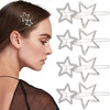 OIIKI Star Hair Clips Pins Silver 8pcs Star Hair Barrettes Elegant Metal Hair Clips Rhinestone Hairpin Hollow Geometric