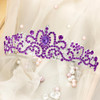 Crowns Purple Crystal Tiaras for Women Rhinestone Headbands for Girl Happy Birthday Princess Crown with Combs Elegant He
