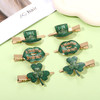 6PSC St Patricks Day Hair Clips Glitter Shamrock Hat Hairpins Funny Irish Green Lucky Clover Lips Miss Me Hair Barrettes
