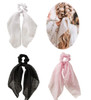 SCRMROIA 3 Packs Scarf Scrunchies Polka Dot Daisy Flower Hair Scarf Scarves Satin Silk Long Tails Scrunchy Bowknot Hair