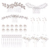 Cinaci 41 Pack Sparkly Silver Rhinestone Leaf Flower Pearl Bridal Hair Side CombsUshaped Twist Hair Pins Clips Barrettes