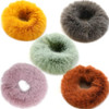 5PCS Women Girl kids Fashion Sweet Rabbit Faux Fur Fluffy Ball Pom Pom Scrunchies Elastic Ponytail Holder Hair Rope Hair