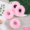 OIIKI Pink Fuzzy Hair Scrunchies 14pcs Furry Hair Scrunchies Furry Hair Bands with Faux Rabbit Fur Elastic Hair Tie Pony