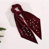 5 Pcs Velvet Scarf Hair Scrunchies Silk Ribbon Bow Scrunchies Super Soft Velvet Hair Ties Bowknot Scrunchies Bowknot Ele