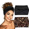 Hexchasty 2Pcs Turban Headbands for Women Fashion Boho Stretchy Thick Cute Extra Wide Headbands large Fabric Knotted Clo
