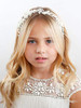 SWEETV Flower Girl Headpiece Ivory Tulle Flowers Wedding Headband for Girls Princess Pearl Hair Accessories for Birthday