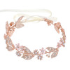 Ammei Headpiece Rose Gold Wedding Headband Flower Leaves Design Hair Vine Bridal Headpiece Wedding Hair Accessories Rose
