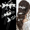 3PCS Flower Bridal Hair Pins Pearl Bride Wedding Hair Accessories Flower Wedding Hair Pins Rhinestone Hair Piece for Wom