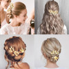 8PCS Gold Leaf Hair Pins with Crystals Pearls Rhinestones Bridal Headpiece Wedding Hair Styling Pins Vintage Hair Access