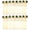 PRETTYLIFE Bridal Crystal Side Combs for Hair 2 Pieces Wedding Flower Alloy Rhinestone French Hair Pins Accessories for