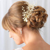 PRETTYLIFE Bridal Pearl Hair Clips 2pcs Wedding Gold Vine Hair Pieces Accessories for Brides Women Girls