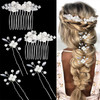 5PCS Silver Vintage Pearls Jewelry Headpieces Wedding Crystal Hair Comb Rhinestone Hair Clips Hair Accessories for Women