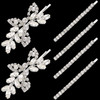 6 Pieces Rhinestone Bridal Hair Clips Leaf Wedding Hair Pins Crystal Bobby Pins Silver Hairpin Jewelry Barrette for Brid