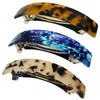 HYFEEL Large French Barrettes for Women Fine Thick Hair Classic Tortoise Shell Hair Clips Wide Curved Celluloid Ponytail