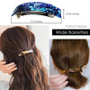 HYFEEL Large French Barrettes for Women Fine Thick Hair Classic Tortoise Shell Hair Clips Wide Curved Celluloid Ponytail