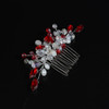 JWICOS Bride Wedding Hair Combs Crystal Bridal Headpieces Hair Accessories for Women and Girls Red