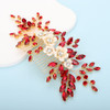 BERYUAN Bridal White Flower Red Crystal Rhinestone Hair Comb for Bride Bridesmaid Sliding side Headpieces Wedding Hair A