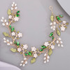 BERYUAN Bridal Cute Flowers Headband for Bride Bridesmaid Green leaf Crystal Hair Piece Beads Hair Vine