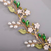 BERYUAN Bridal Cute Flowers Headband for Bride Bridesmaid Green leaf Crystal Hair Piece Beads Hair Vine