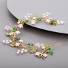 BERYUAN Bridal Cute Flowers Headband for Bride Bridesmaid Green leaf Crystal Hair Piece Beads Hair Vine