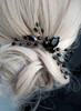 BERYUAN Women Rhinestone Onyx Black Teardrop Small Hair Comb Bridal Wedding Hair Accessory Crystal Gift for Her Party He