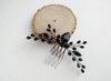 BERYUAN Women Rhinestone Onyx Black Teardrop Small Hair Comb Bridal Wedding Hair Accessory Crystal Gift for Her Party He